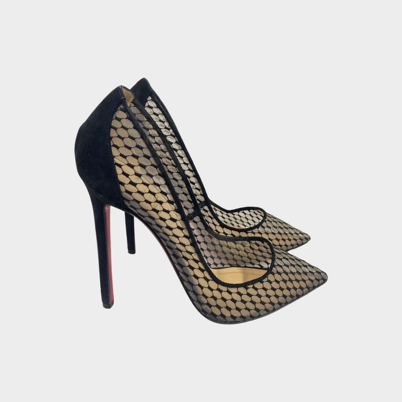 Christian Louboutin black mesh heels