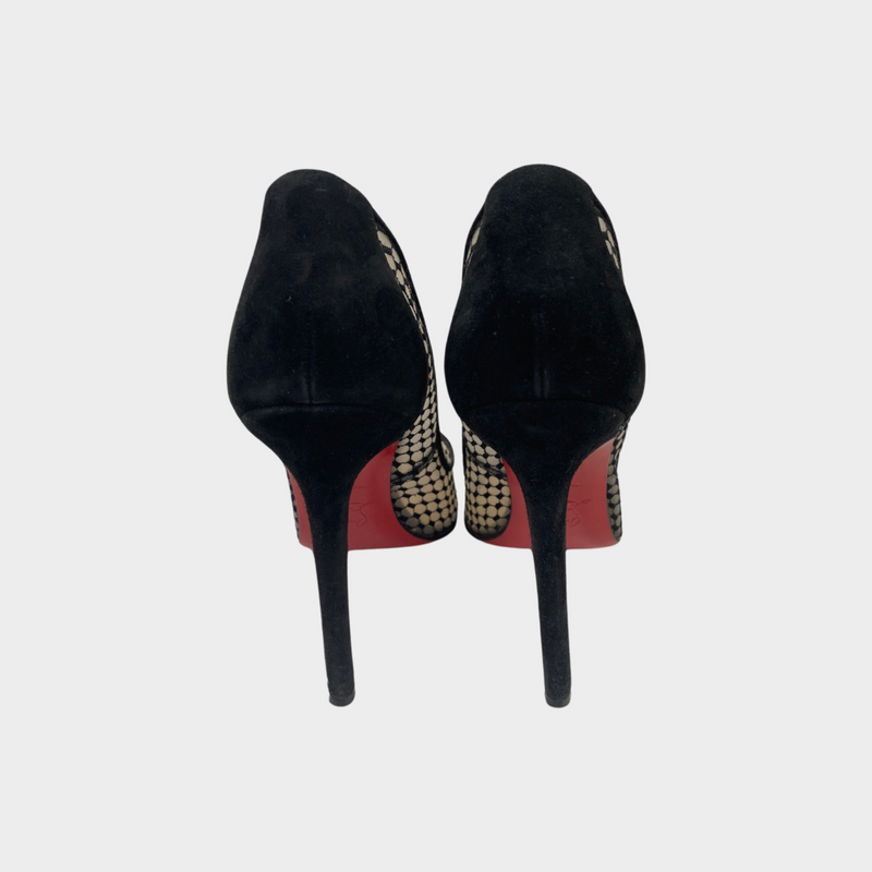 Christian Louboutin black mesh heels