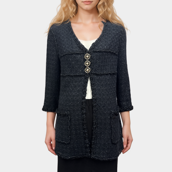 Chanel Women's Navy Blue Tweed Blazer