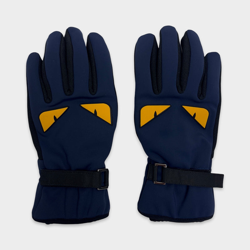 Fendi Men's Monster Eye Navy Gloves