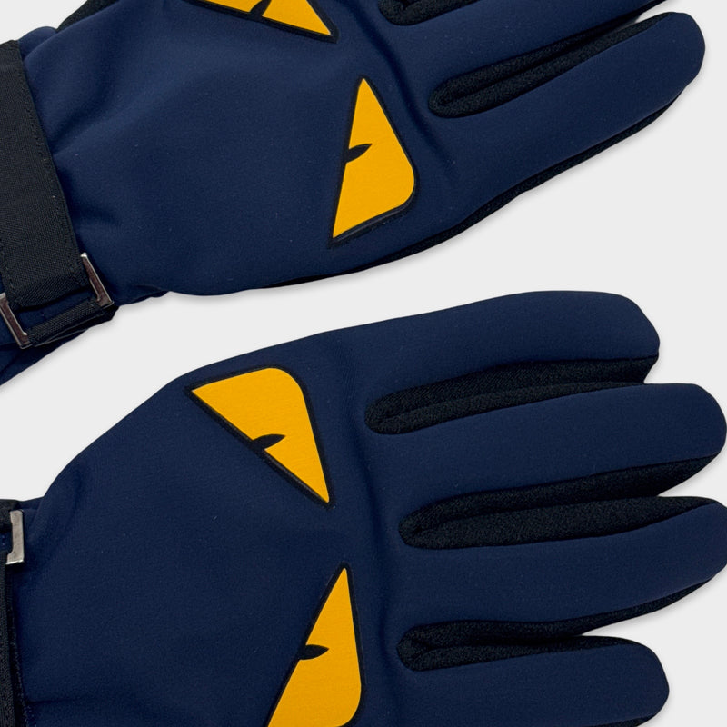 Fendi Men's Monster Eye Navy Gloves