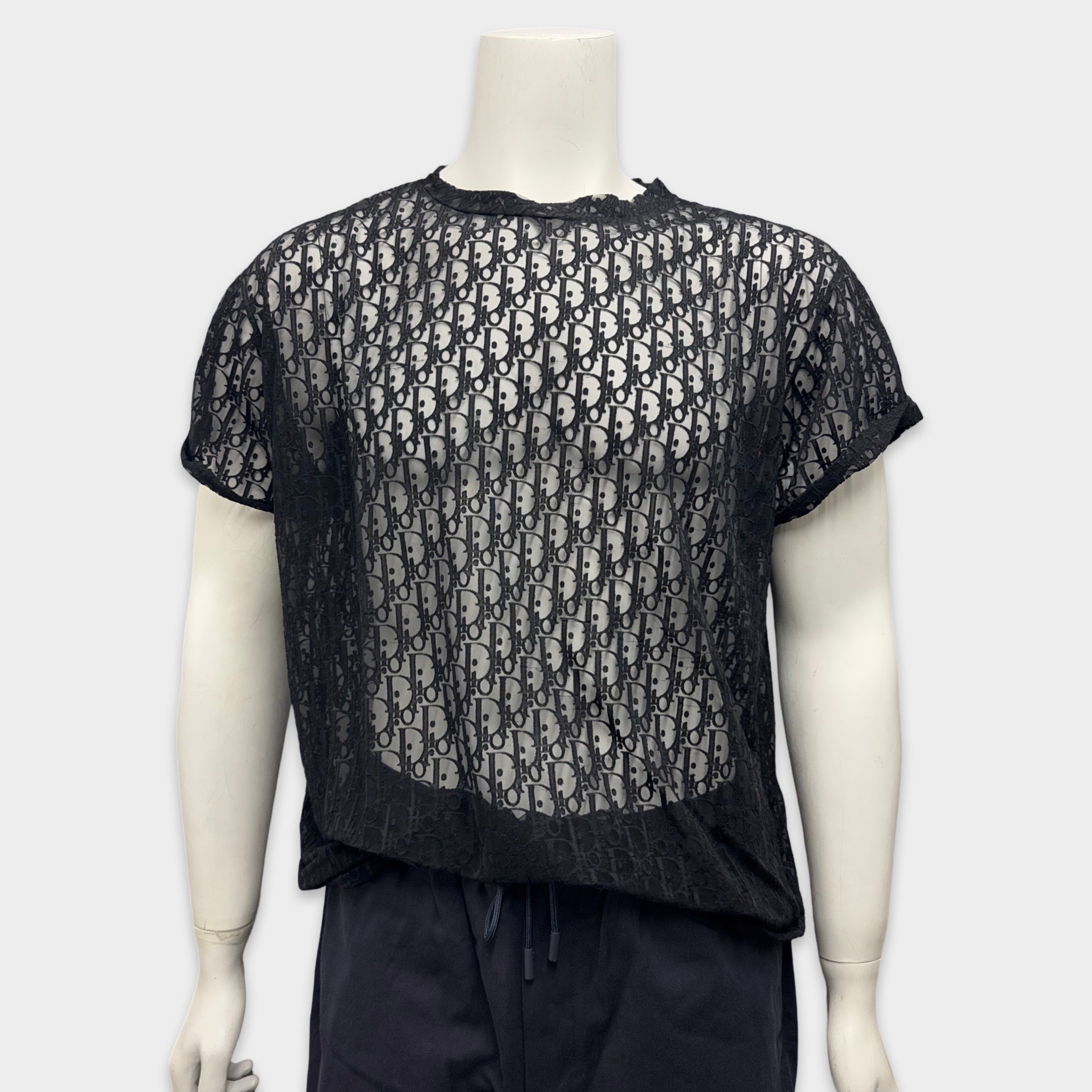 Dior Men's Black Oblique Logo Sheer T-shirt – Loop Generation