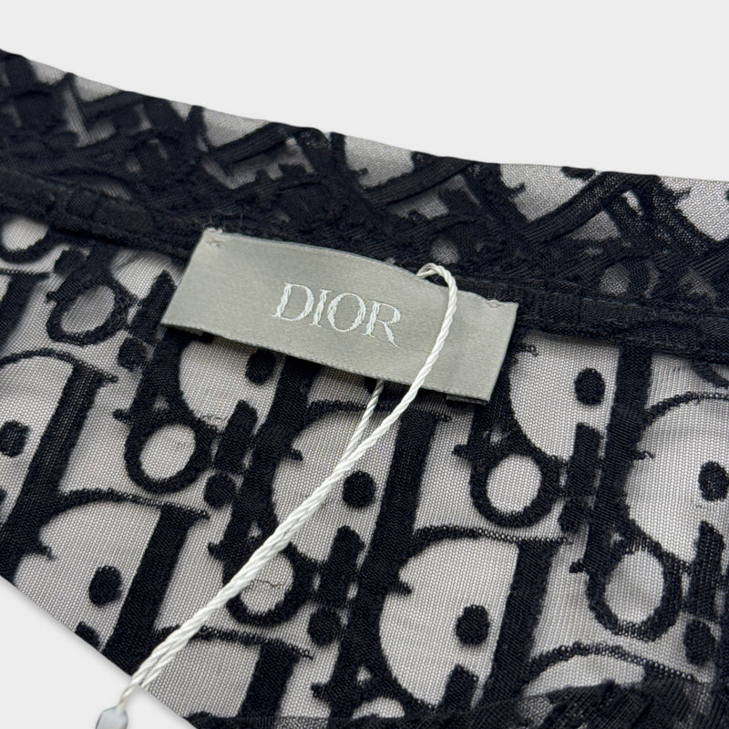 Dior Men's Black Oblique Logo Sheer T-shirt