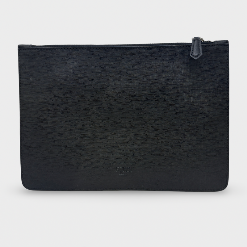 Fendi Men's Black with Red details Monster Clutch