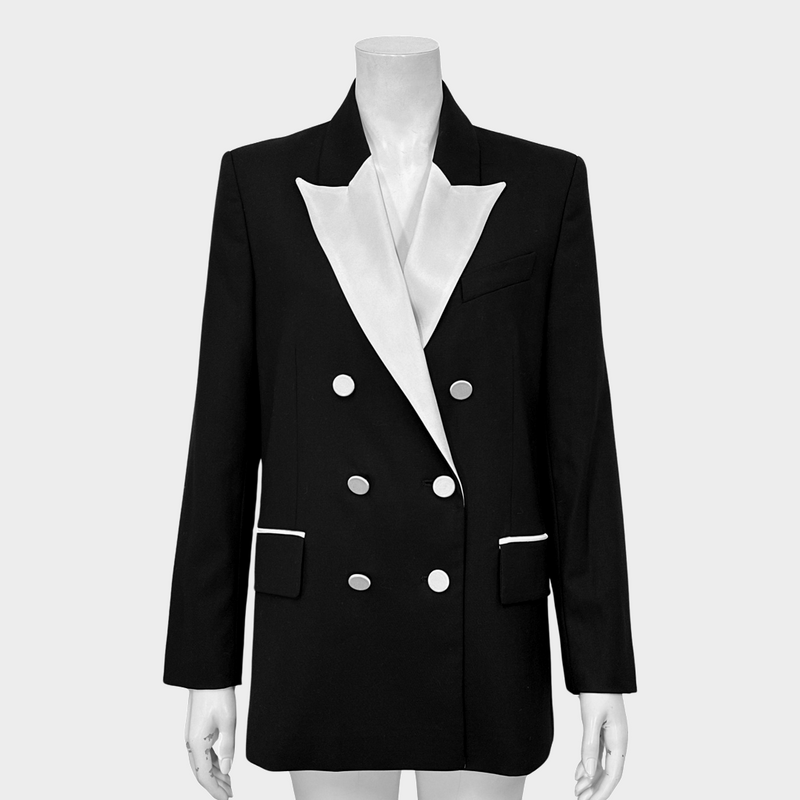 Racil women's black and white wool set of blazer and trousers