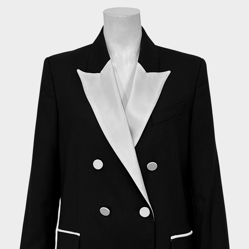 Racil women's black and white wool set of blazer and trousers