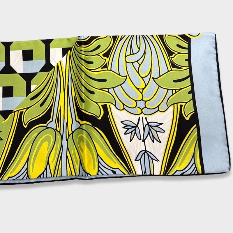 Prada women's Green and blue multicolour silk scarf