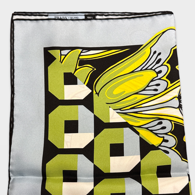 Prada women's Green and blue multicolour silk scarf