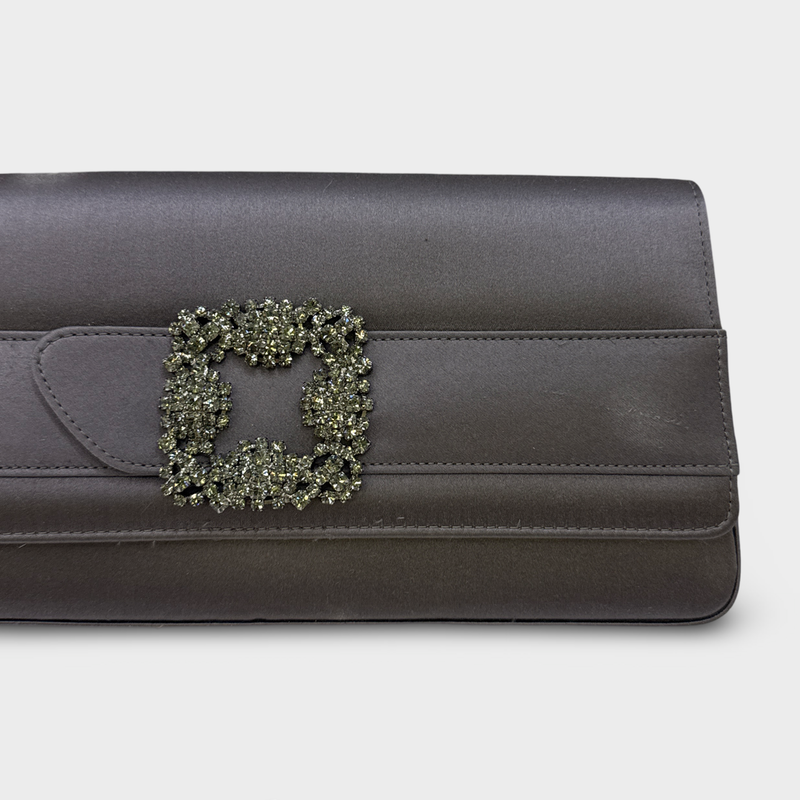 Manolo Blahnik women's Grey satin evening Clutch