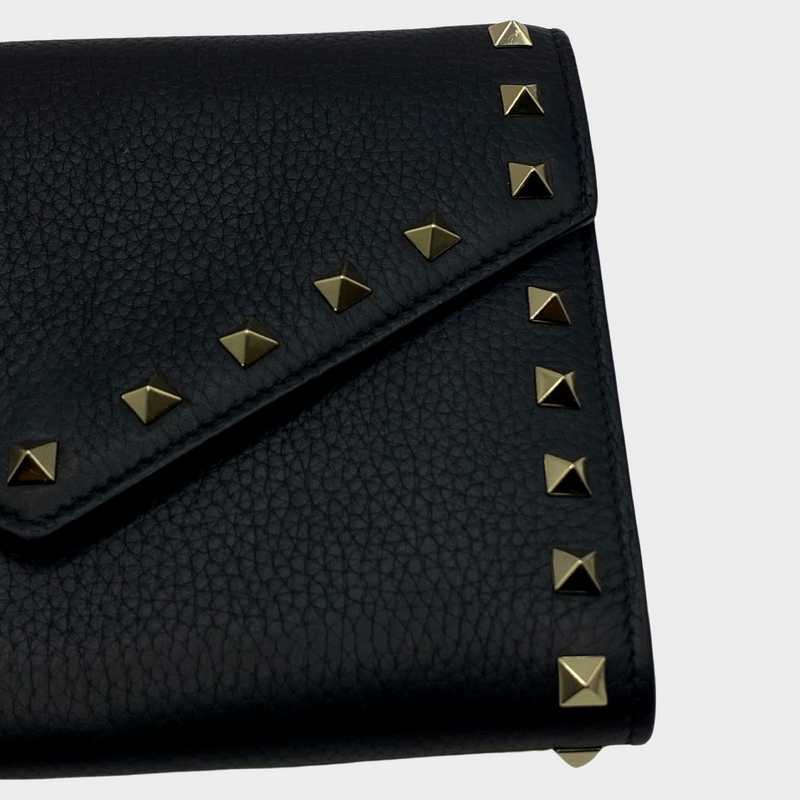 Valentino women's black grained leather envelope crossbody handbag