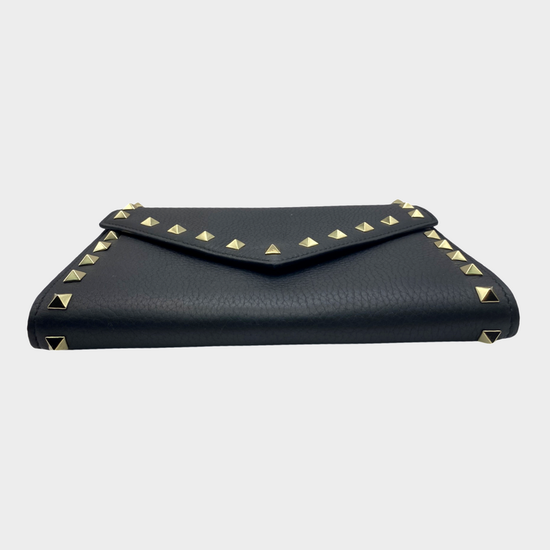 Valentino women's black grained leather envelope crossbody handbag