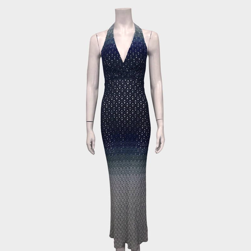Missoni ombre blue glittery knitted maxi dress