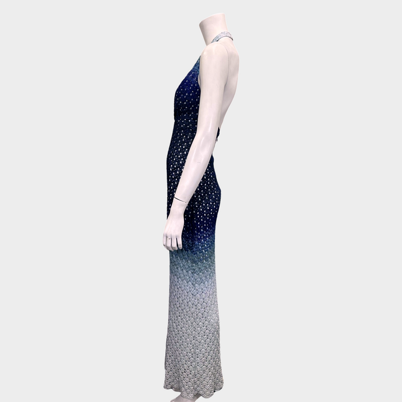 Missoni ombre blue glittery knitted maxi dress