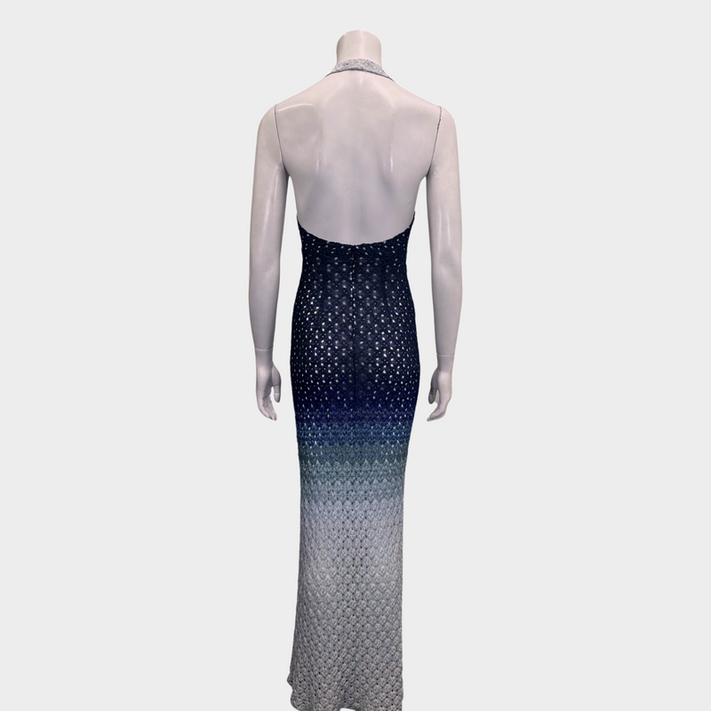 Missoni ombre blue glittery knitted maxi dress