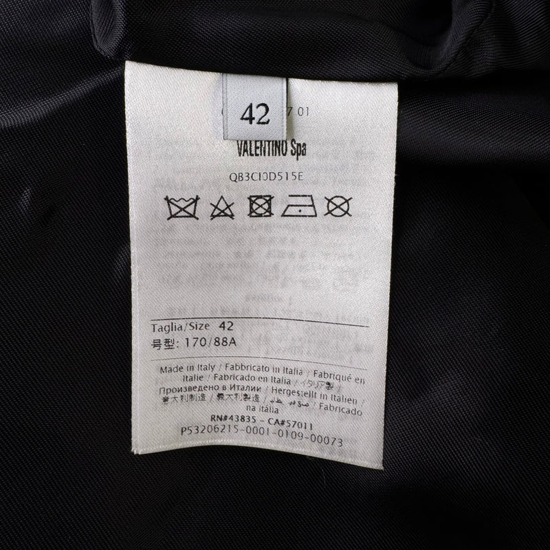 Valentino Women's Black Leather, Wool and Cashmere Blend Bomber Jacket with Logo