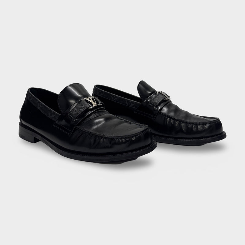 Louis Vuitton Men's Black Loafers With Front Logo