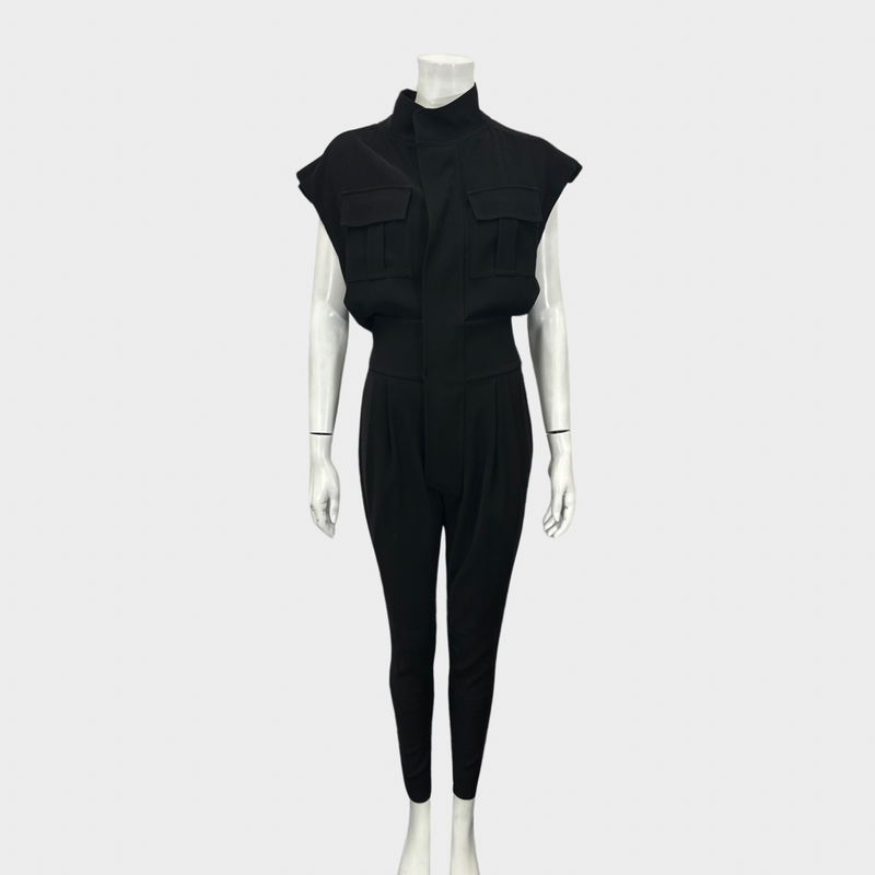 Alexandre Vauthier women's black polyester pleated jumpsuit
