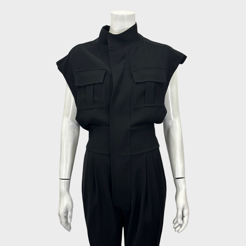 Alexandre Vauthier women's black polyester pleated jumpsuit