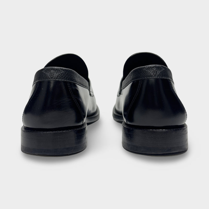Louis Vuitton Men's Black Loafers With Front Logo