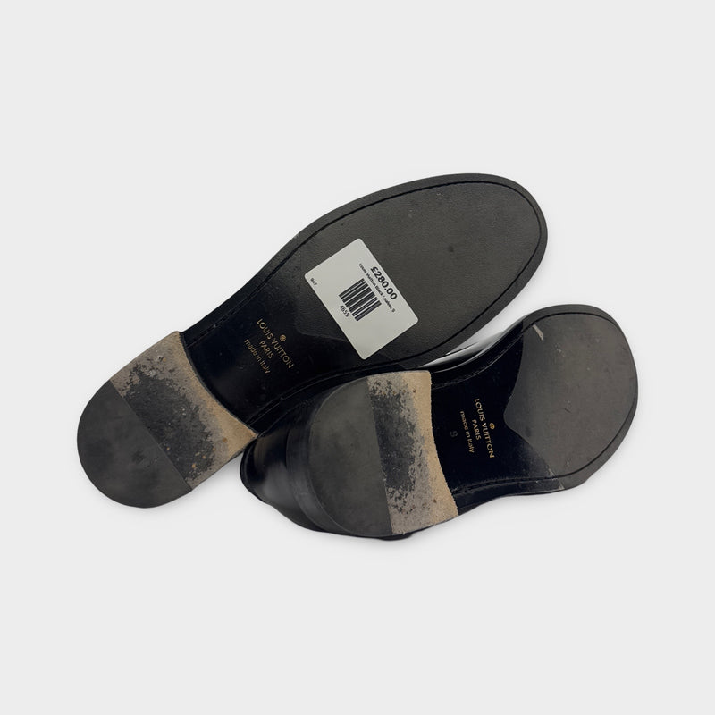 Louis Vuitton Men's Black Loafers With Front Logo