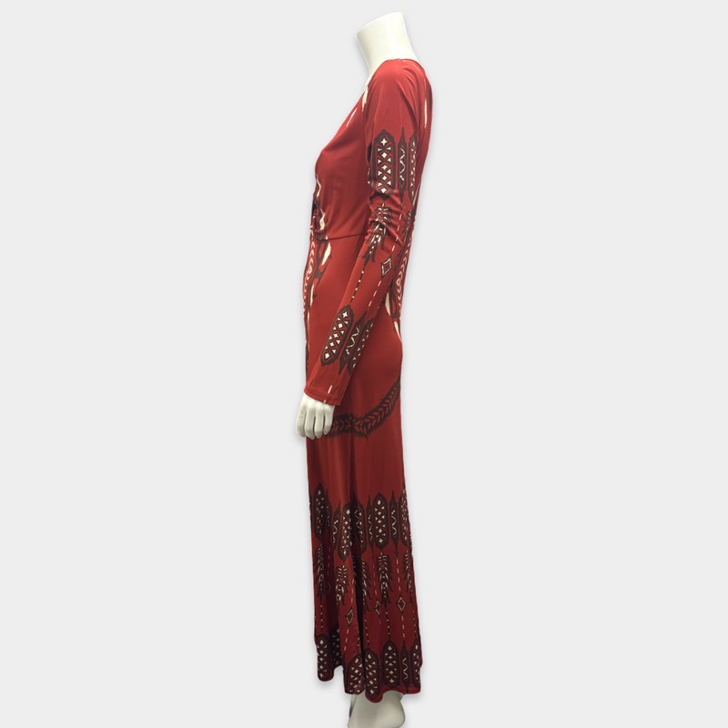 Johanna Ortiz Broken Arrow Stretch Red Viscose Long Dress