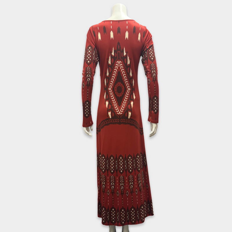Johanna Ortiz Broken Arrow Stretch Red Viscose Long Dress