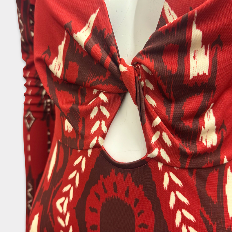 Johanna Ortiz Broken Arrow Stretch Red Viscose Long Dress
