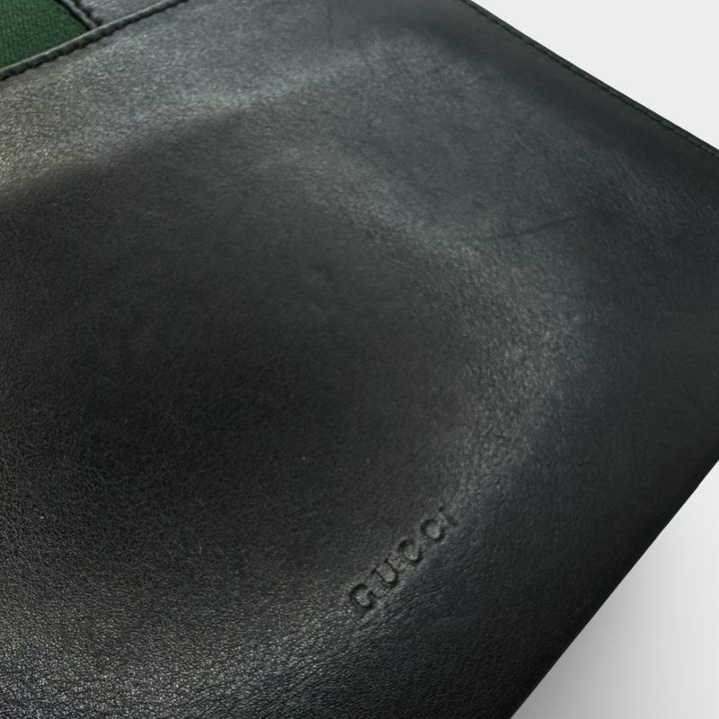 Gucci Women's Sylvie Black Leather Clutch with Gold Hardware