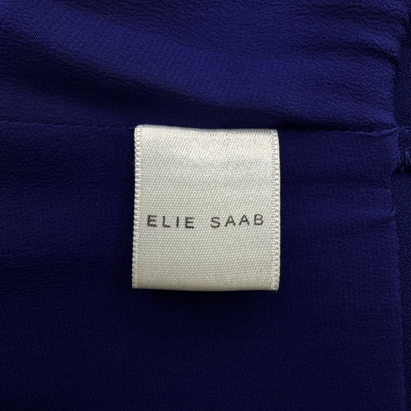 Elie Saab Royal Blue Silk Blend Long Sleeve Maxi Dress