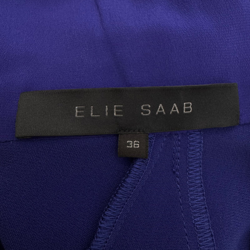 Elie Saab Royal Blue Silk Blend Long Sleeve Maxi Dress