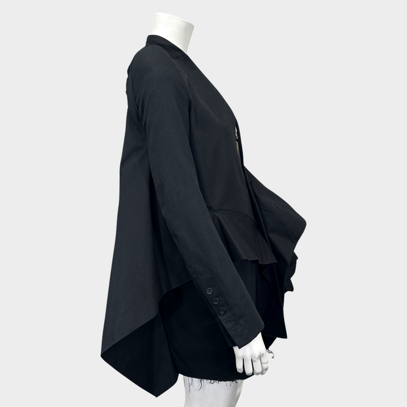 Rick Owen's women's black cotton draped coat