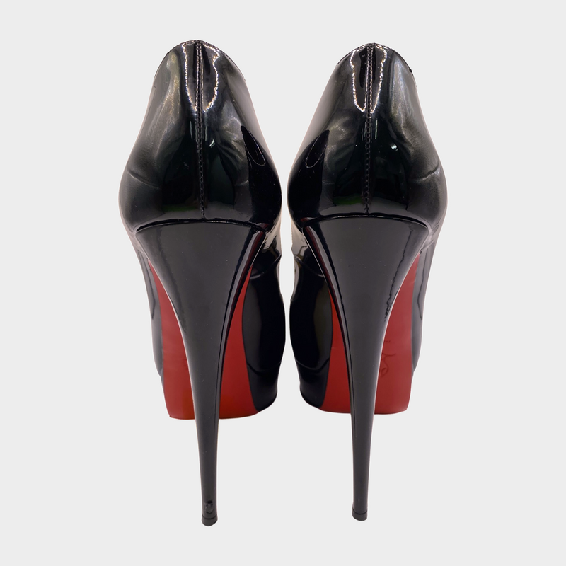 Christian Louboutin black patent leather open-toe 'highness' platform heels