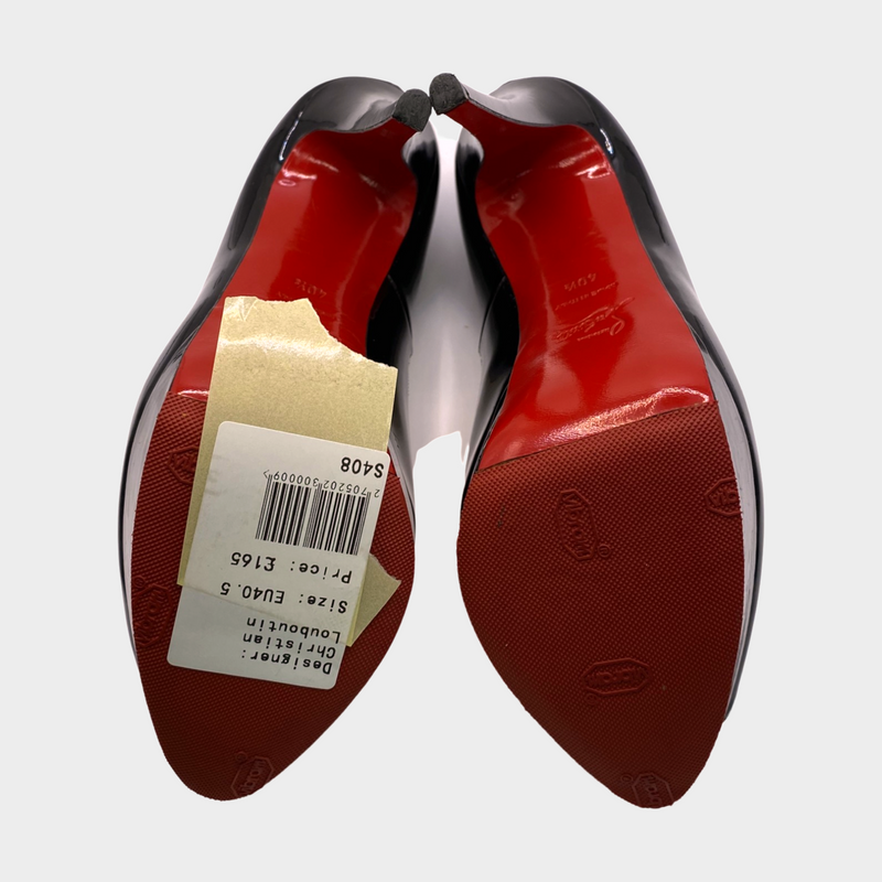 Christian Louboutin black patent leather open-toe 'highness' platform heels