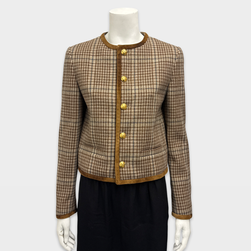 Celine Women's Brown Check Blazer