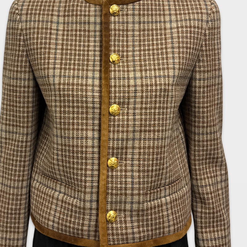 Celine Women's Brown Check Blazer