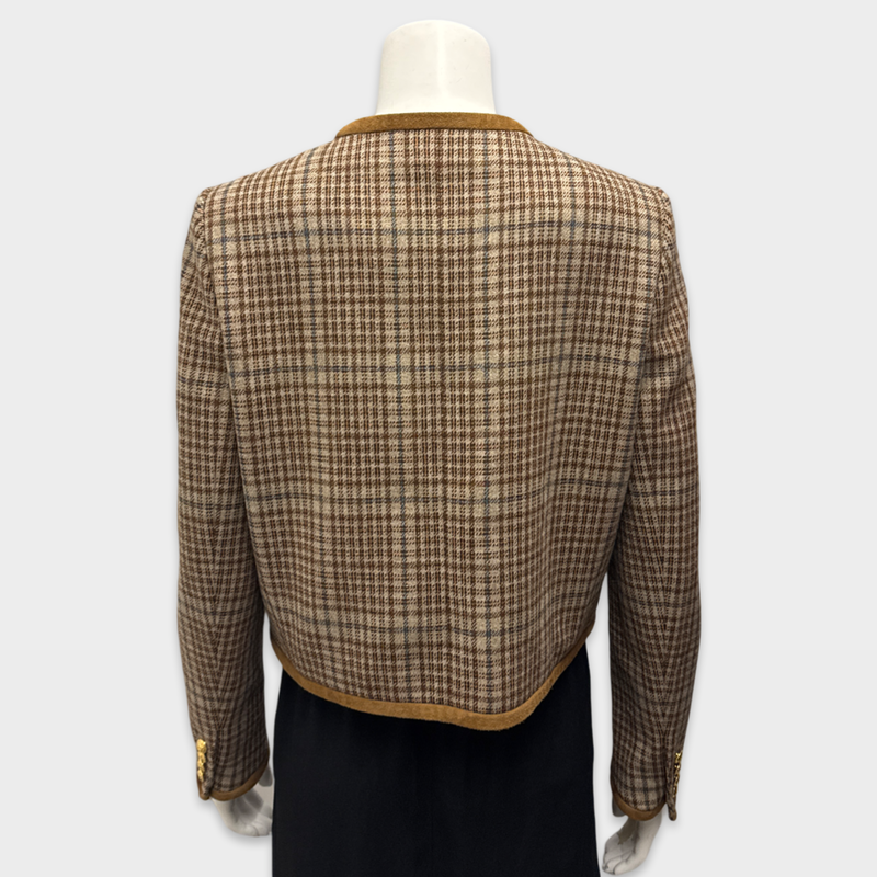Celine Women's Brown Check Blazer