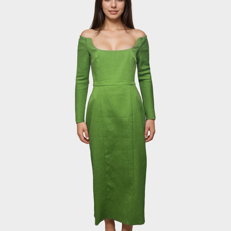 Emilia Wickstead Green Structured Long Dress