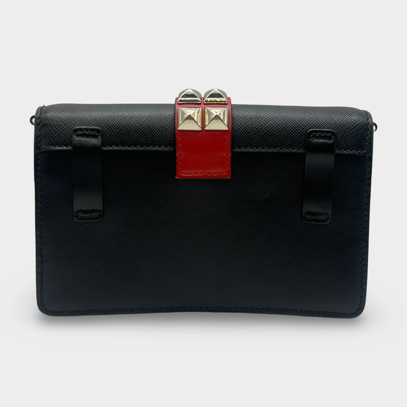 Prada Women's Black Leather Studded Elektra Wallet On Chain