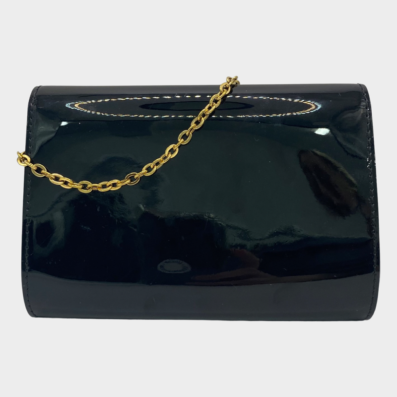 Louis Vuitton women's black patent leather small bag on a chain
