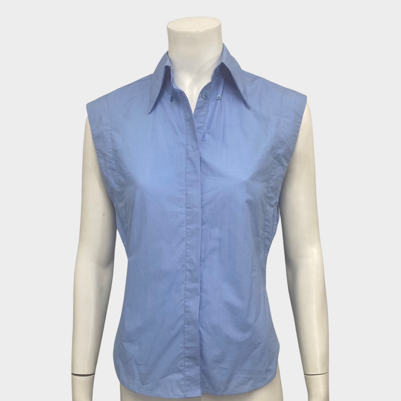 Isabel Marant women's blue cotton sleeveless button-down shirt