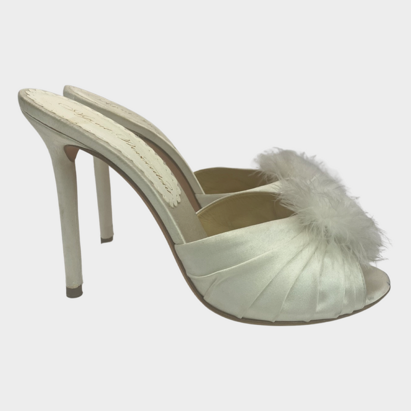 Agent Provocateur Enrica white satin mules