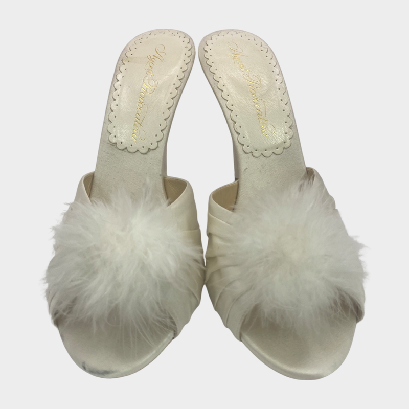 Agent Provocateur Enrica white satin mules
