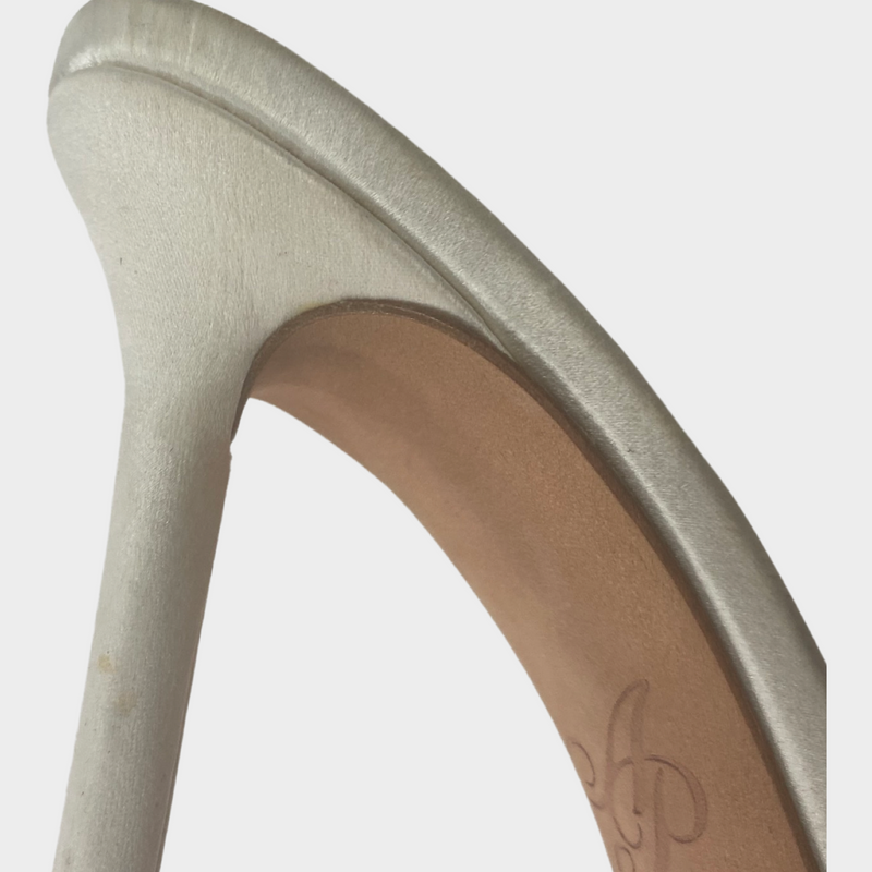 Agent Provocateur Enrica white satin mules