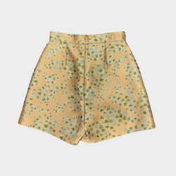 Gucci women's beige metallic leaf motif shorts