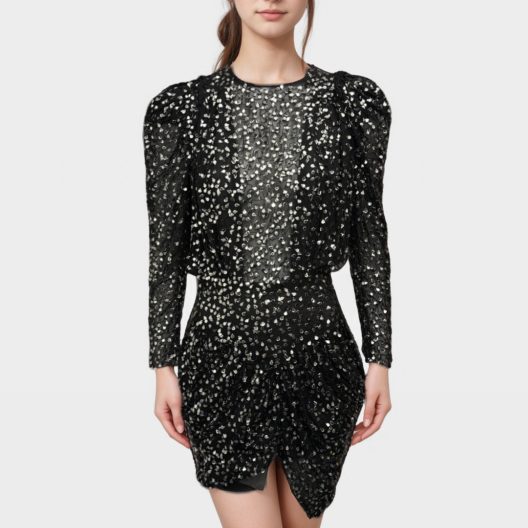 Isabel Marant Black glitter sequin mini dress – Loop Generation