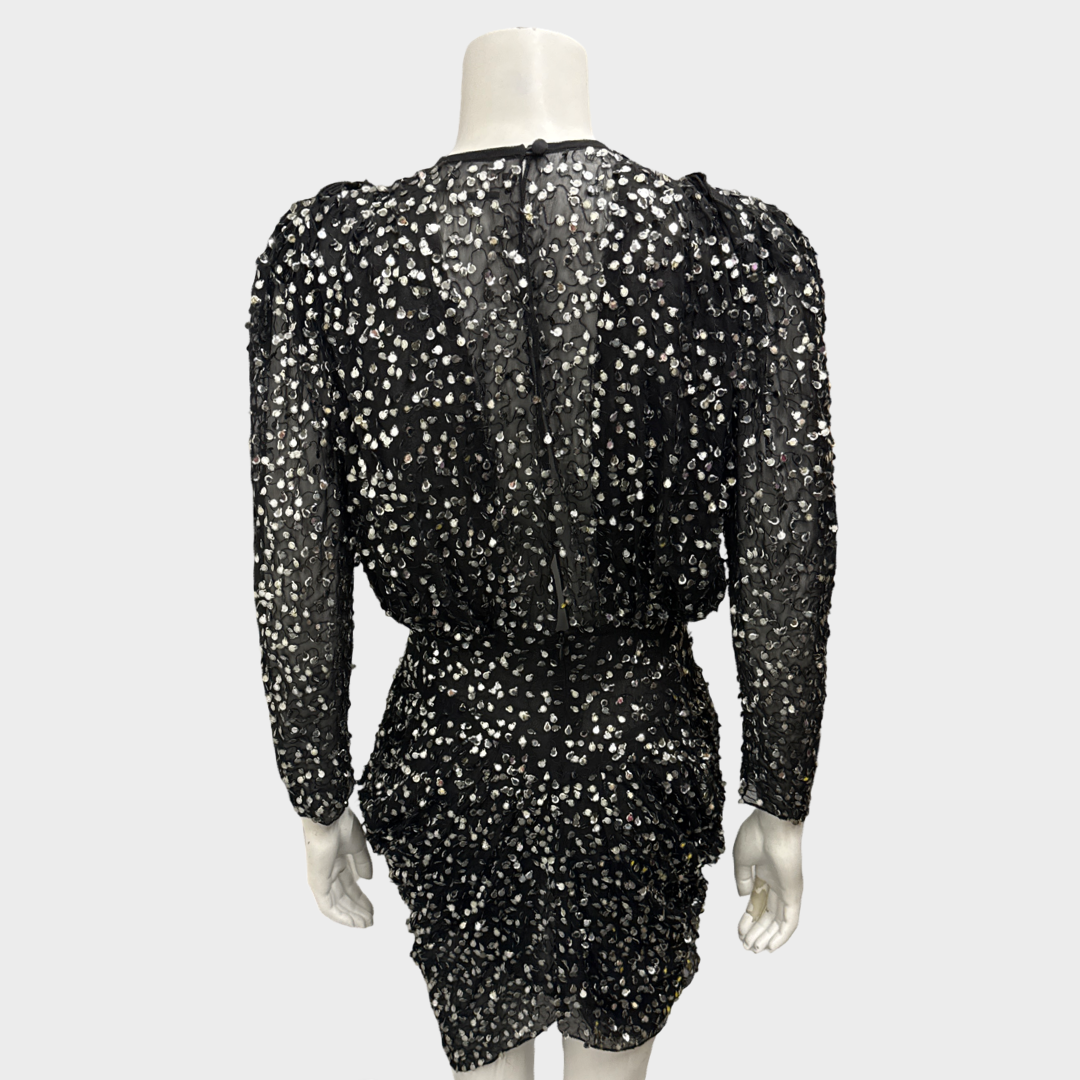 Isabel Marant Black glitter sequin mini dress Loop Generation Isabel Marant Black glitter sequin mini dress Loop Generation