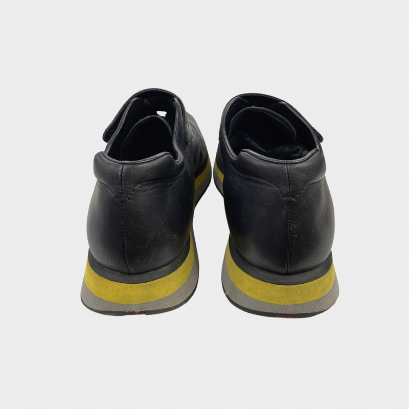 Prada men's black platform sneakers with velcro strap