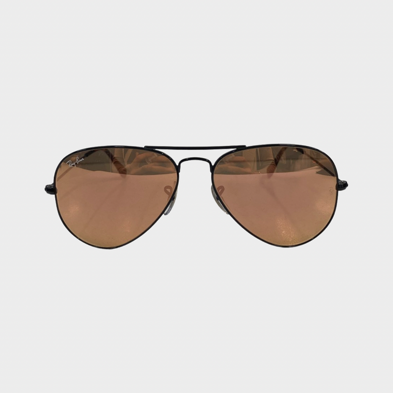 Ray Ban mirrored silver and orange aviator sunglasses