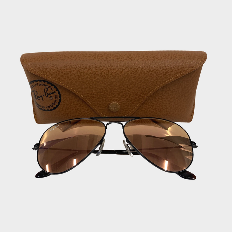 Ray Ban mirrored silver and orange aviator sunglasses