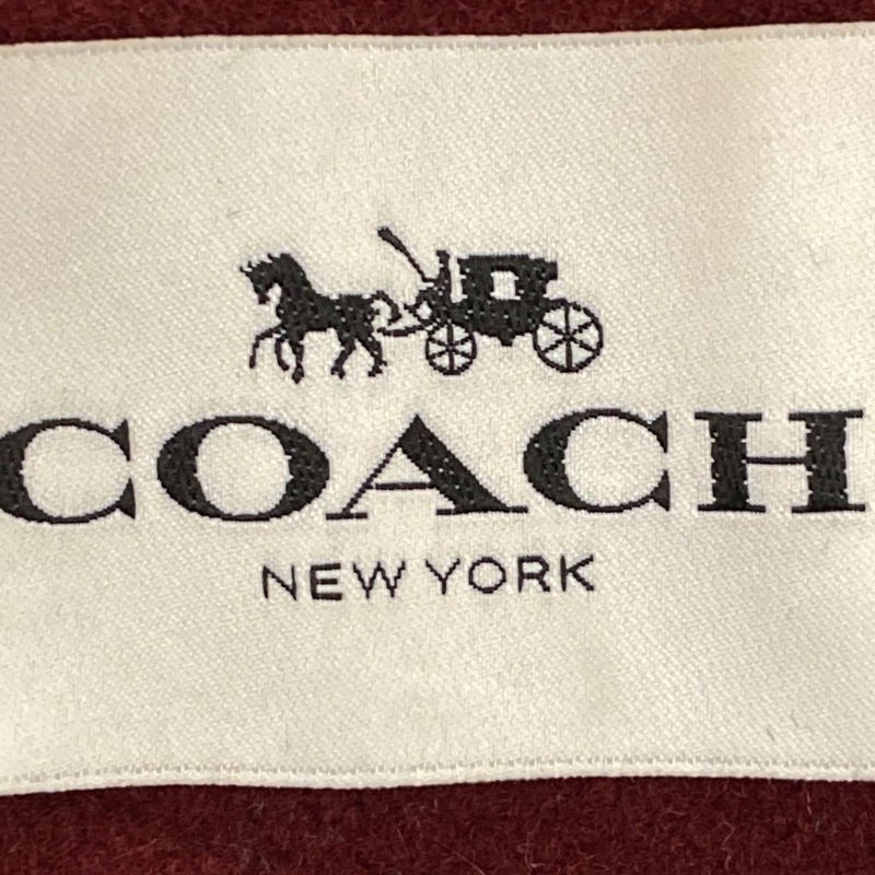 Coach women's burgundy and black, wool and leather bomber jacket